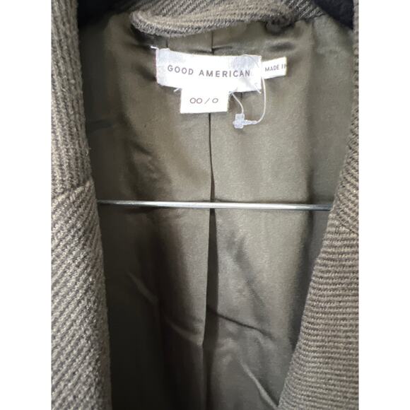 New Good American Oversized Flannel Twill Boxy Blazer Jacket Green Dark Academia - Picture 3 of 12